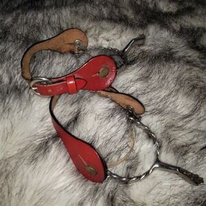Vtg Red Leather Horse Spurs